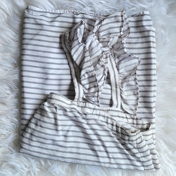 LOFT Striped Ruffle Square Neck Top M - Picture 5 of 5